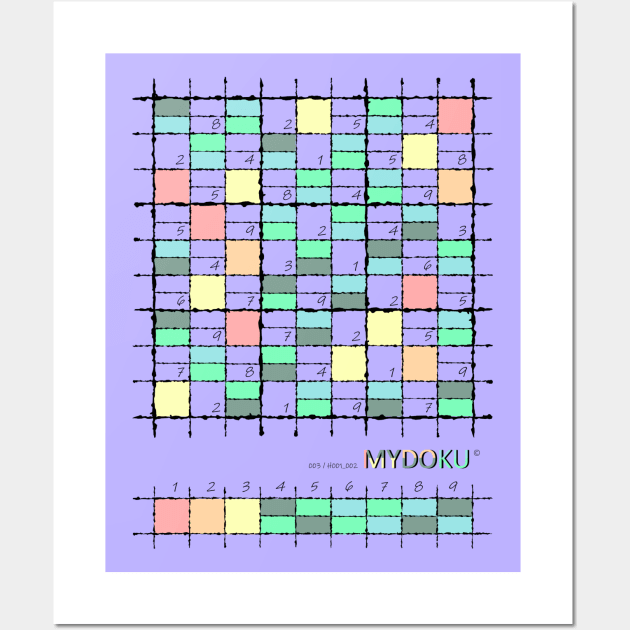 Mydoku_003_H001_002_F: Sudoku, Sudoku coloring, logic, logic puzzle, holiday puzzle, fun, away from screen Wall Art by Mydoku